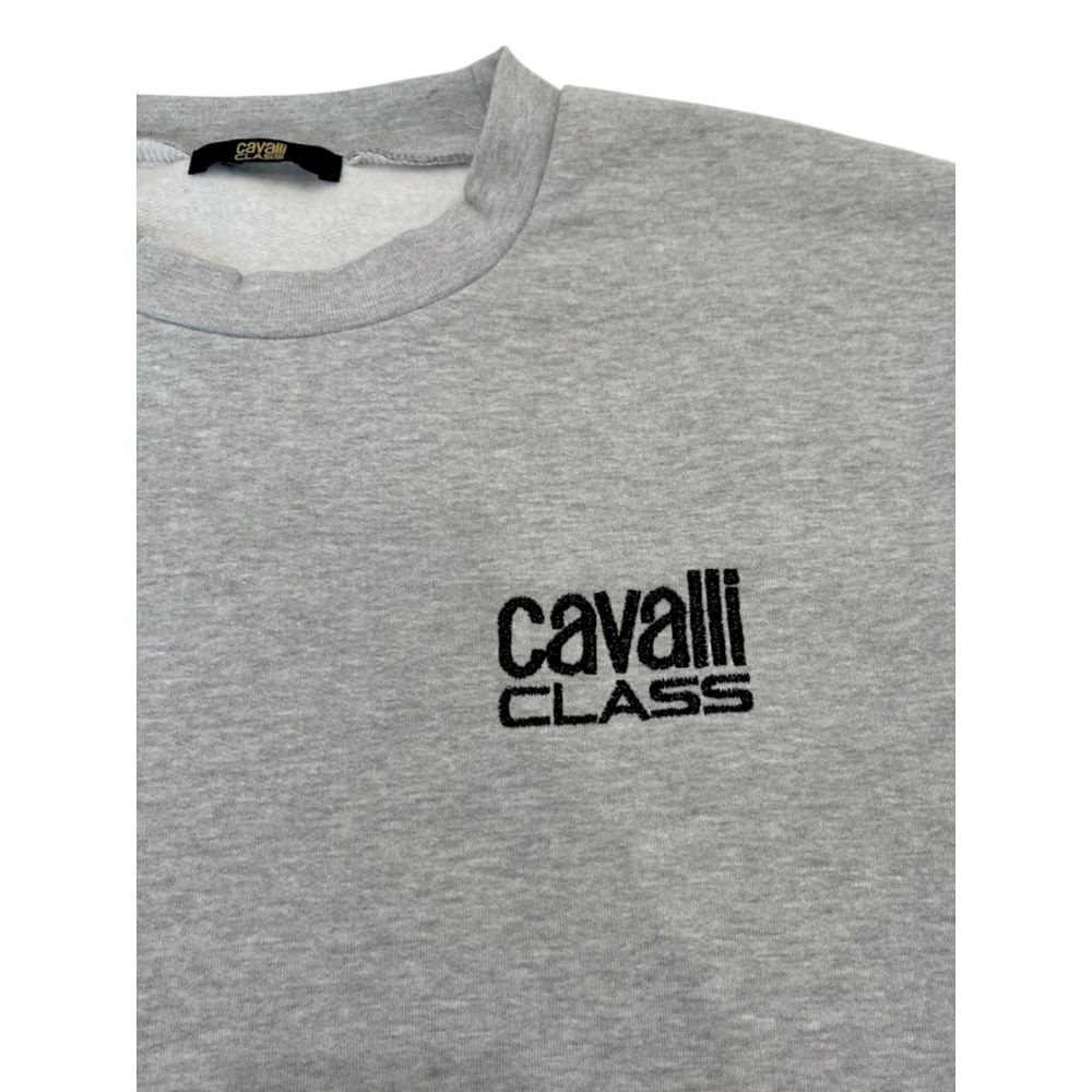 Cavalli Class Gray Polyester Men Sweater