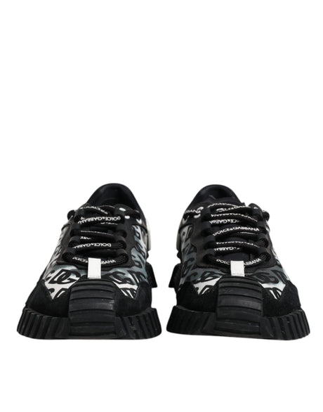 Dolce & Gabbana Black Logo Lace Up Low Top NS1 Sneakers Shoes