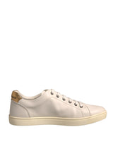 Dolce & Gabbana White Leather Heart Embellished Sneakers Shoes