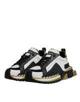 Dolce & Gabbana White Gold Black Leather SUPER KING Sneakers Shoes