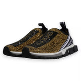 Dolce & Gabbana Gold Rhinestones Sorrento Sneakers Shoes