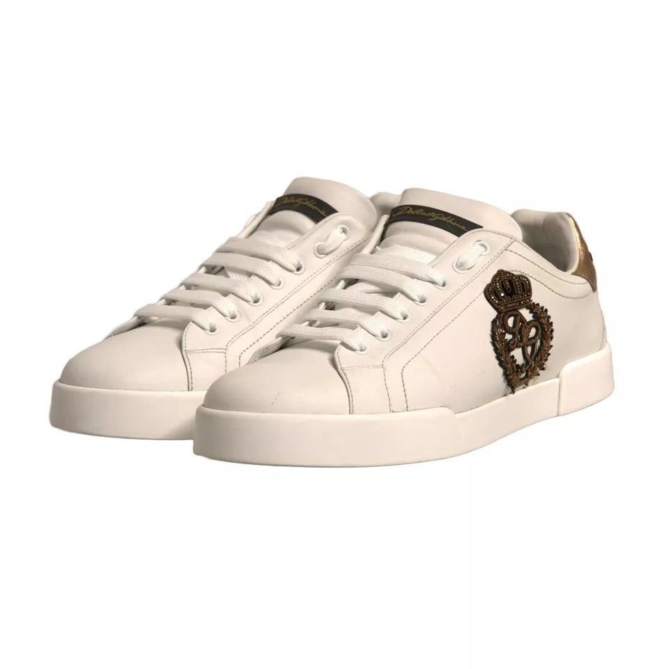 Dolce & Gabbana White Crown Patch Portofino Sneakers Shoes