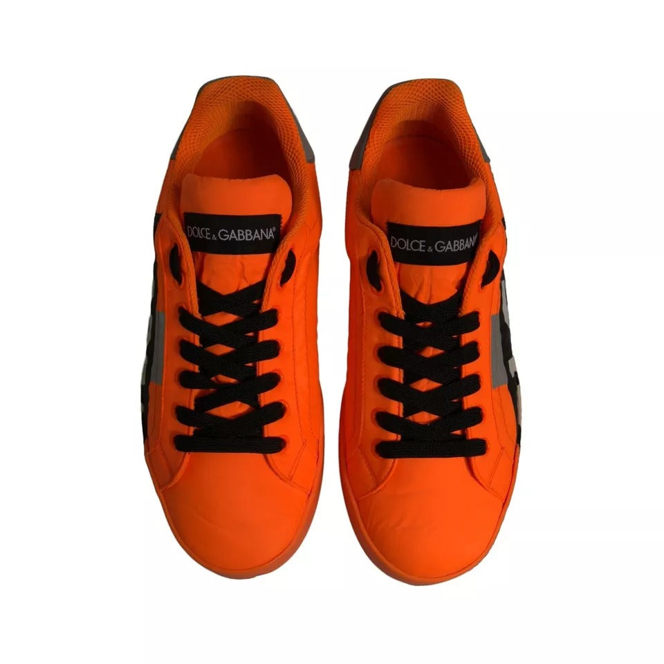 Dolce & Gabbana Orange Portofino Logo Tape Men Sneakers Shoes