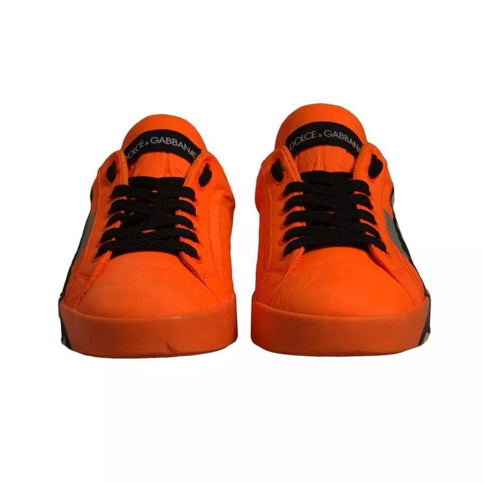 Dolce & Gabbana Orange Portofino Logo Tape Men Sneakers Shoes