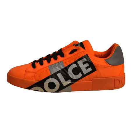 Dolce & Gabbana Orange Portofino Logo Tape Men Sneakers Shoes