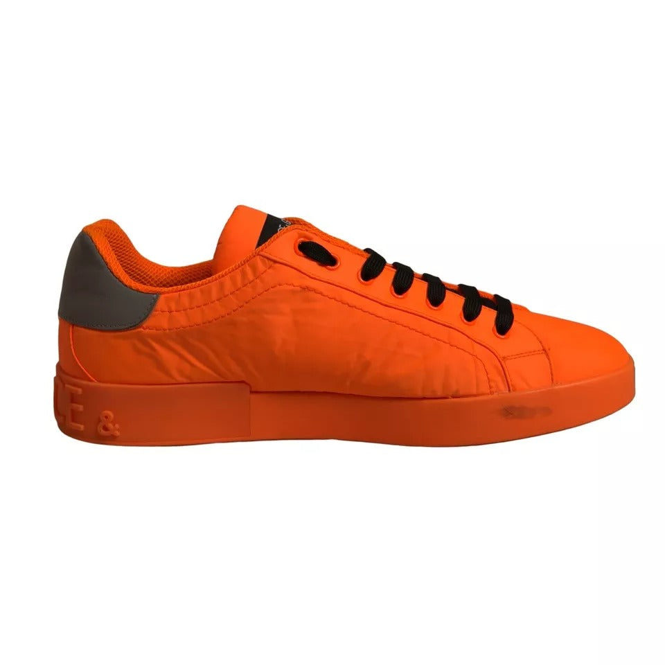 Dolce & Gabbana Orange Portofino Logo Tape Men Sneakers Shoes