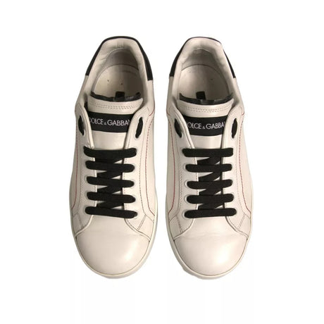 Dolce & Gabbana White Leather Logo Portofino Sneakers Shoes