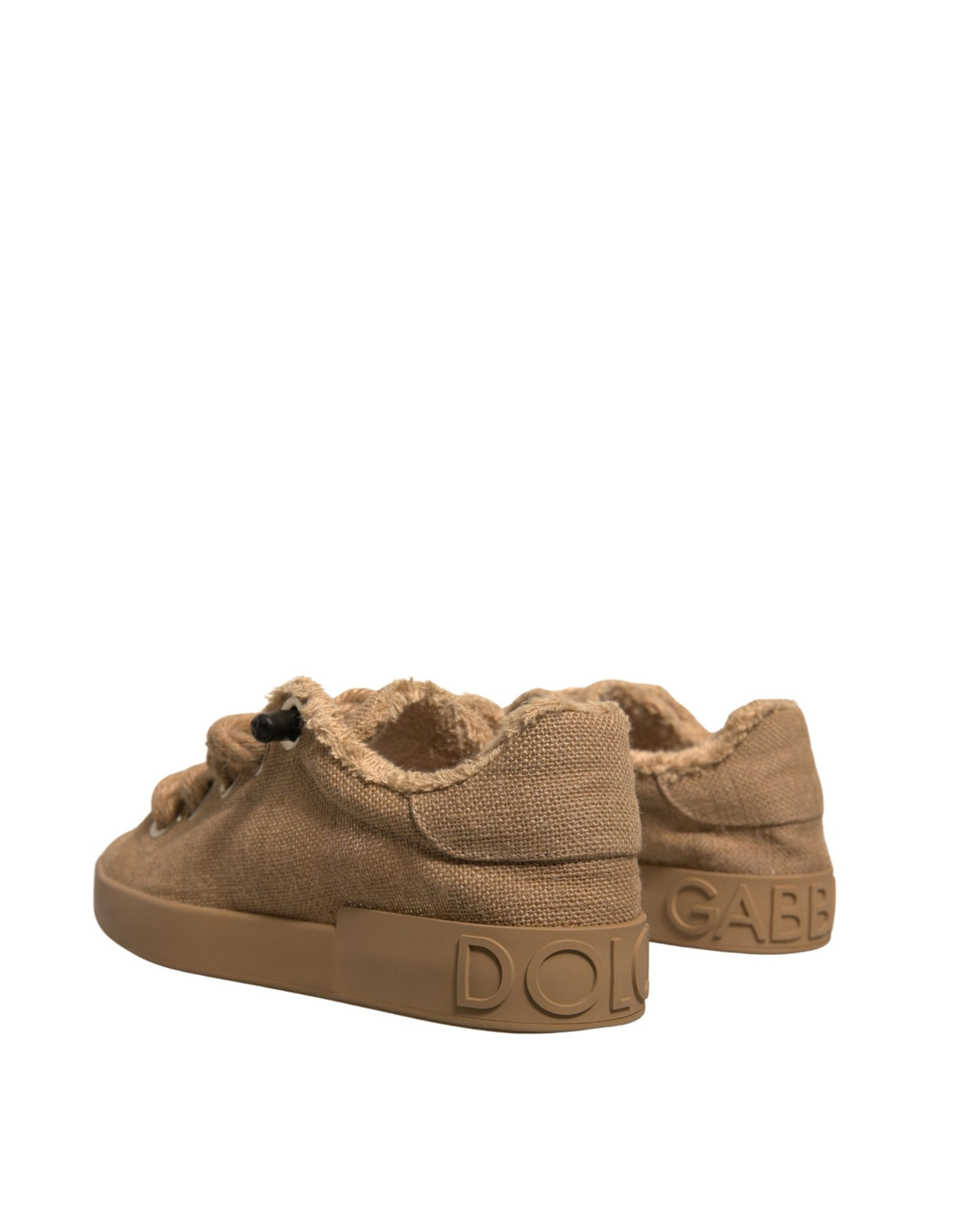 Dolce & Gabbana Brown Jute Fabric Low Top Men Sneakers Shoes