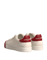 Dolce & Gabbana White Leather Logo Portofino Sneakers Shoes