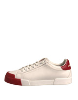 Dolce & Gabbana White Leather Logo Portofino Sneakers Shoes