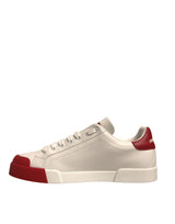 Dolce & Gabbana White Leather Logo Portofino Sneakers Shoes