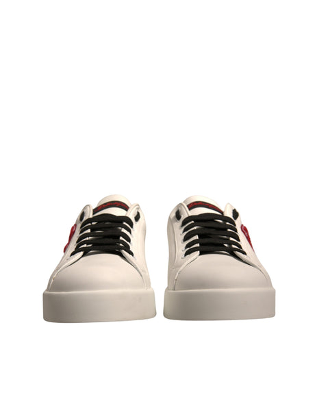 Dolce & Gabbana White Leather DG Logo Low Top Sneakers Shoes