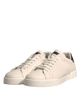 Dolce & Gabbana White Black Leather Low Top Men Sneakers Shoes