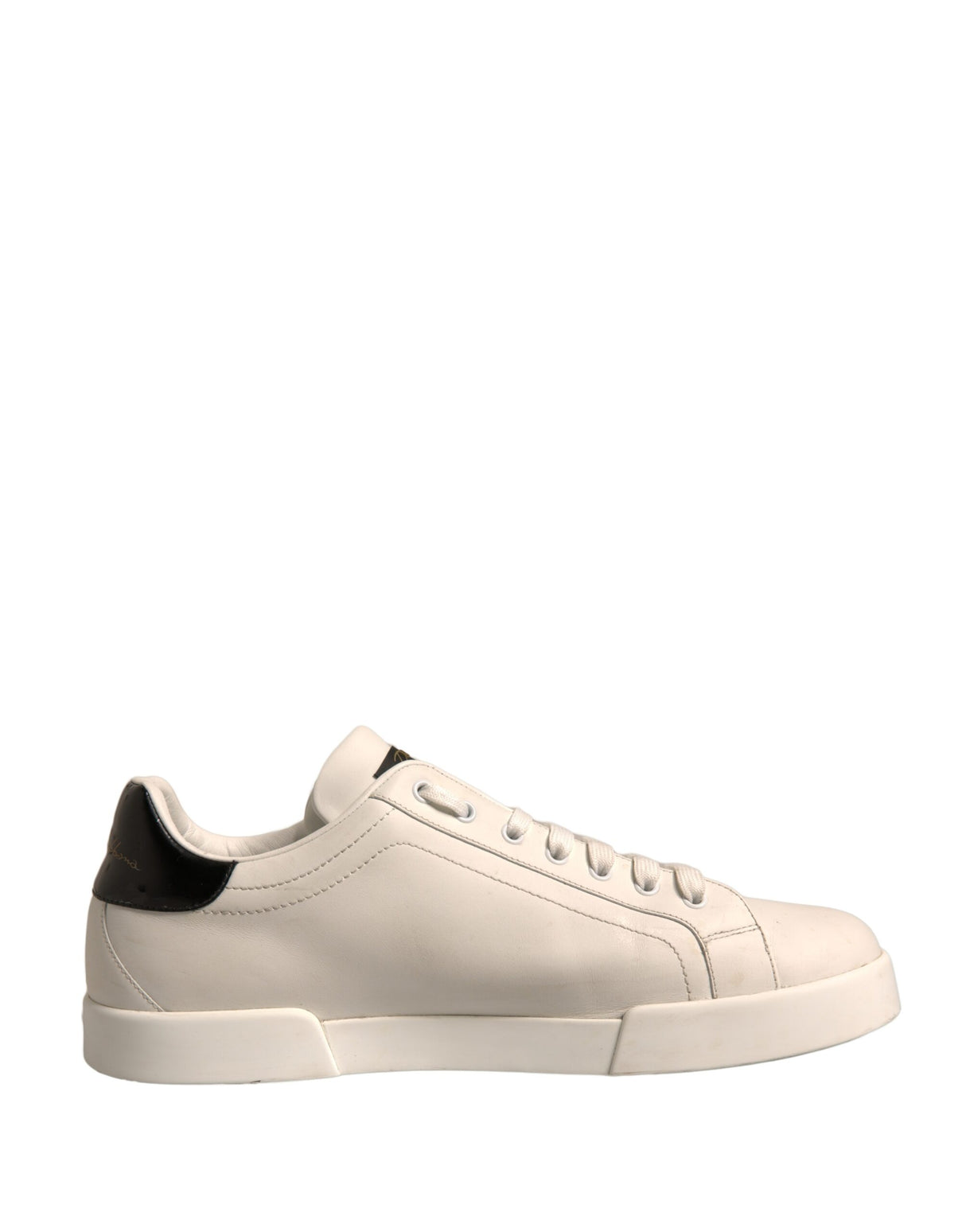 Dolce & Gabbana White Black Leather Low Top Men Sneakers Shoes