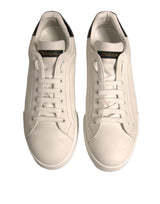 Dolce & Gabbana White Black Leather Low Top Men Sneakers Shoes