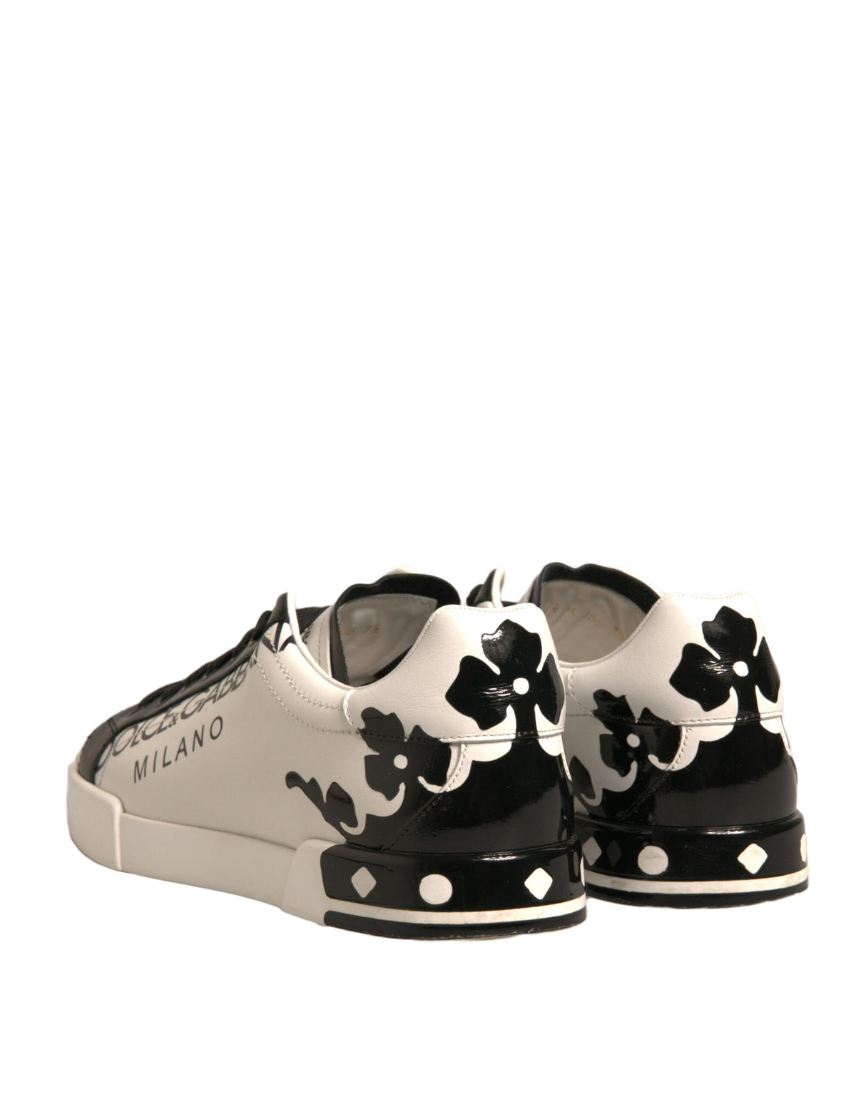 Dolce & Gabbana White Black Leather Crown Milano Sneakers Shoes