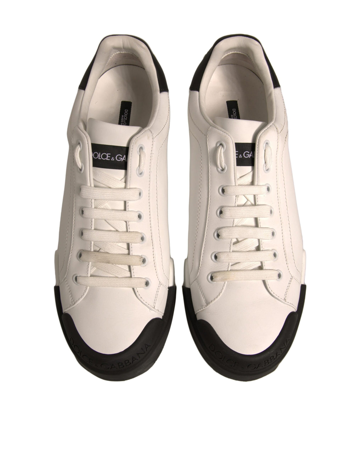 Dolce & Gabbana White Leather Logo Portofino Sneakers Shoes