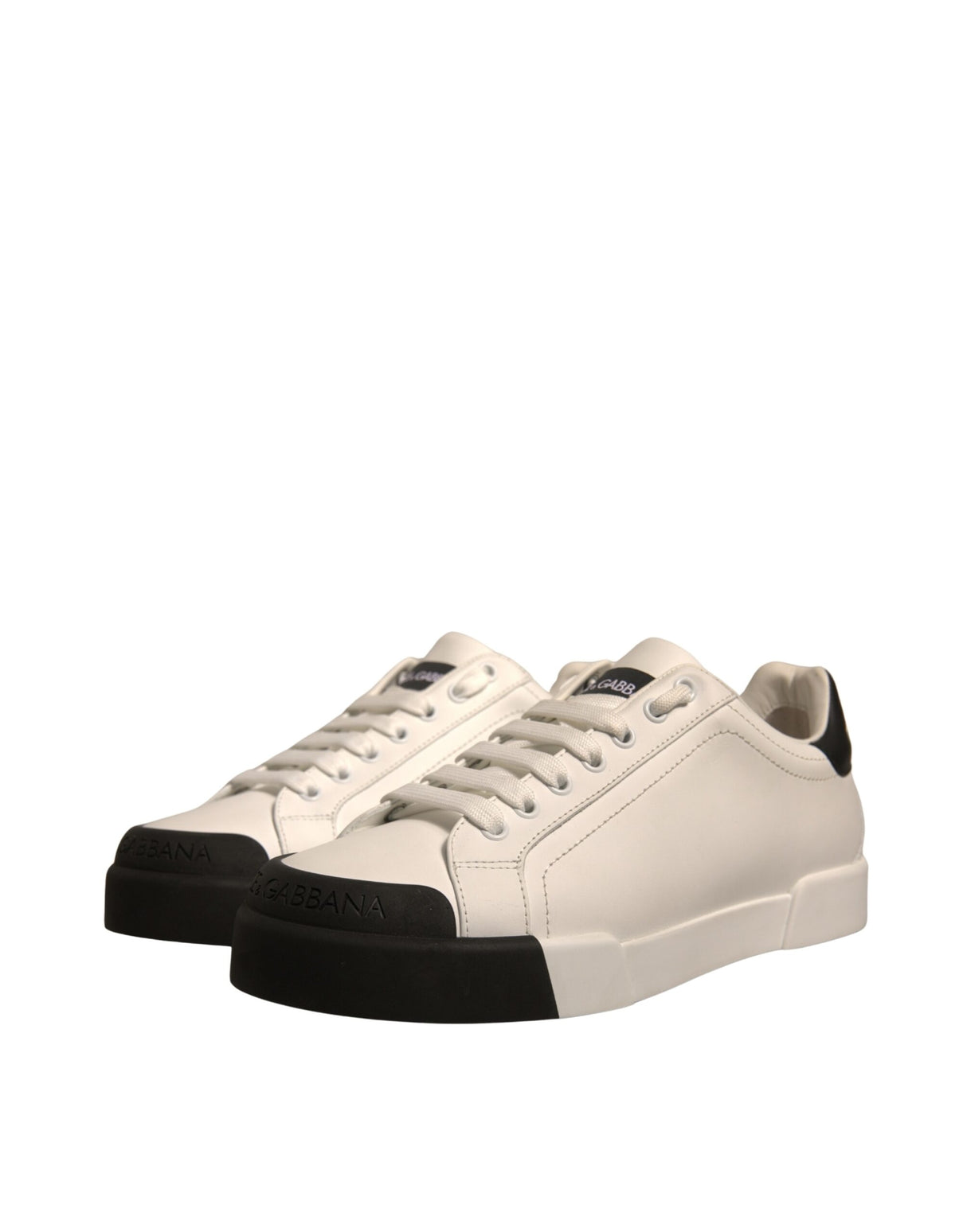 Dolce & Gabbana White Leather Logo Portofino Sneakers Shoes