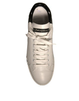 Dolce & Gabbana White Black Logo Portofino Sneaker Men Shoes