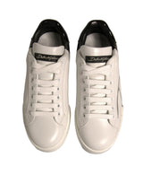 Dolce & Gabbana White Black Logo Portofino Sneakers Shoes