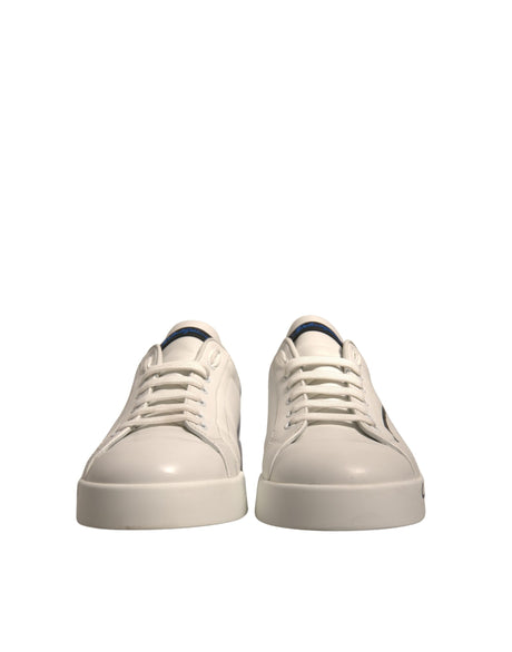 Dolce & Gabbana White Blue Logo Portofino Sneakers Shoes