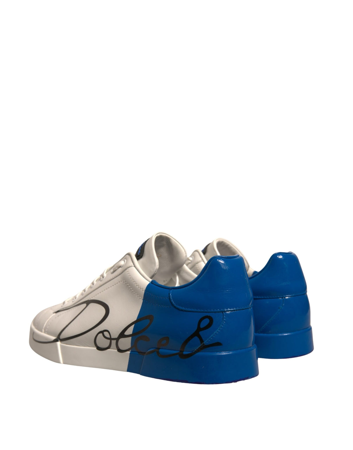 Dolce & Gabbana White Blue Logo Portofino Sneakers Shoes