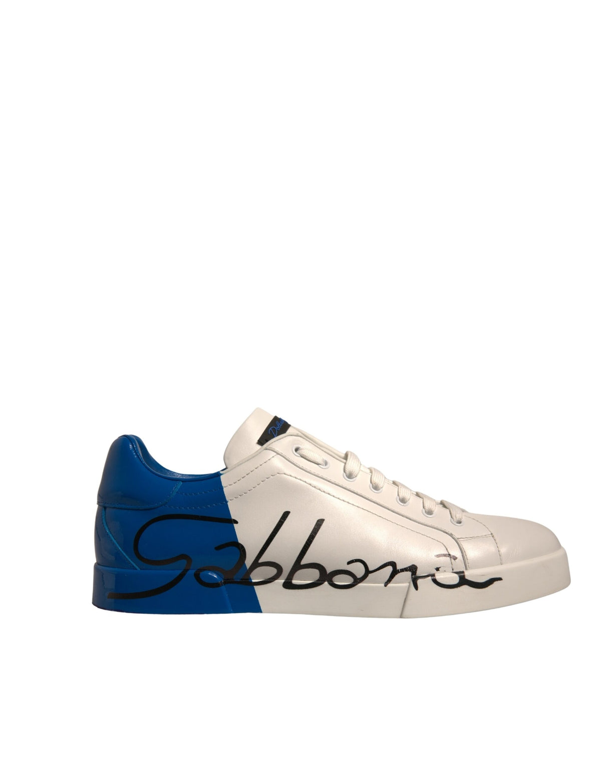 Dolce & Gabbana White Blue Logo Portofino Sneakers Shoes