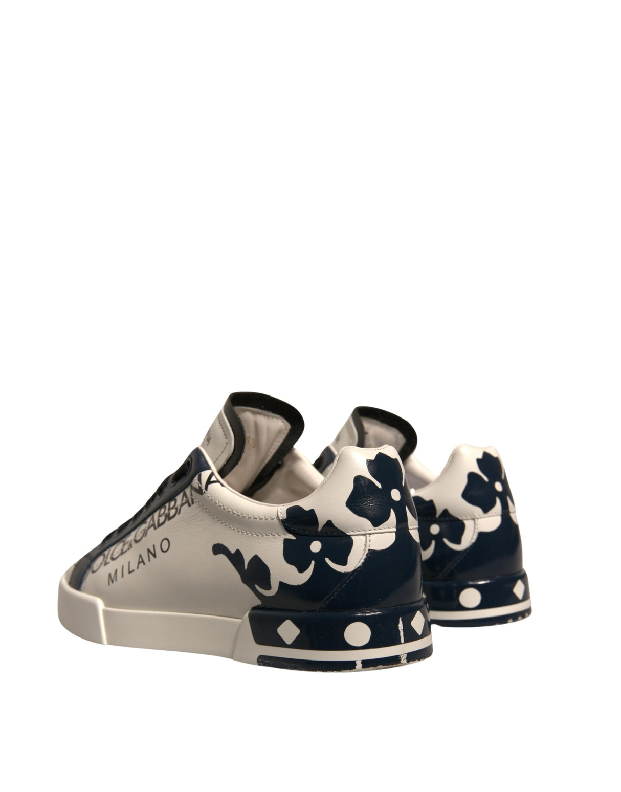 Dolce & Gabbana White Blue Leather Crown Milano Sneakers Shoes