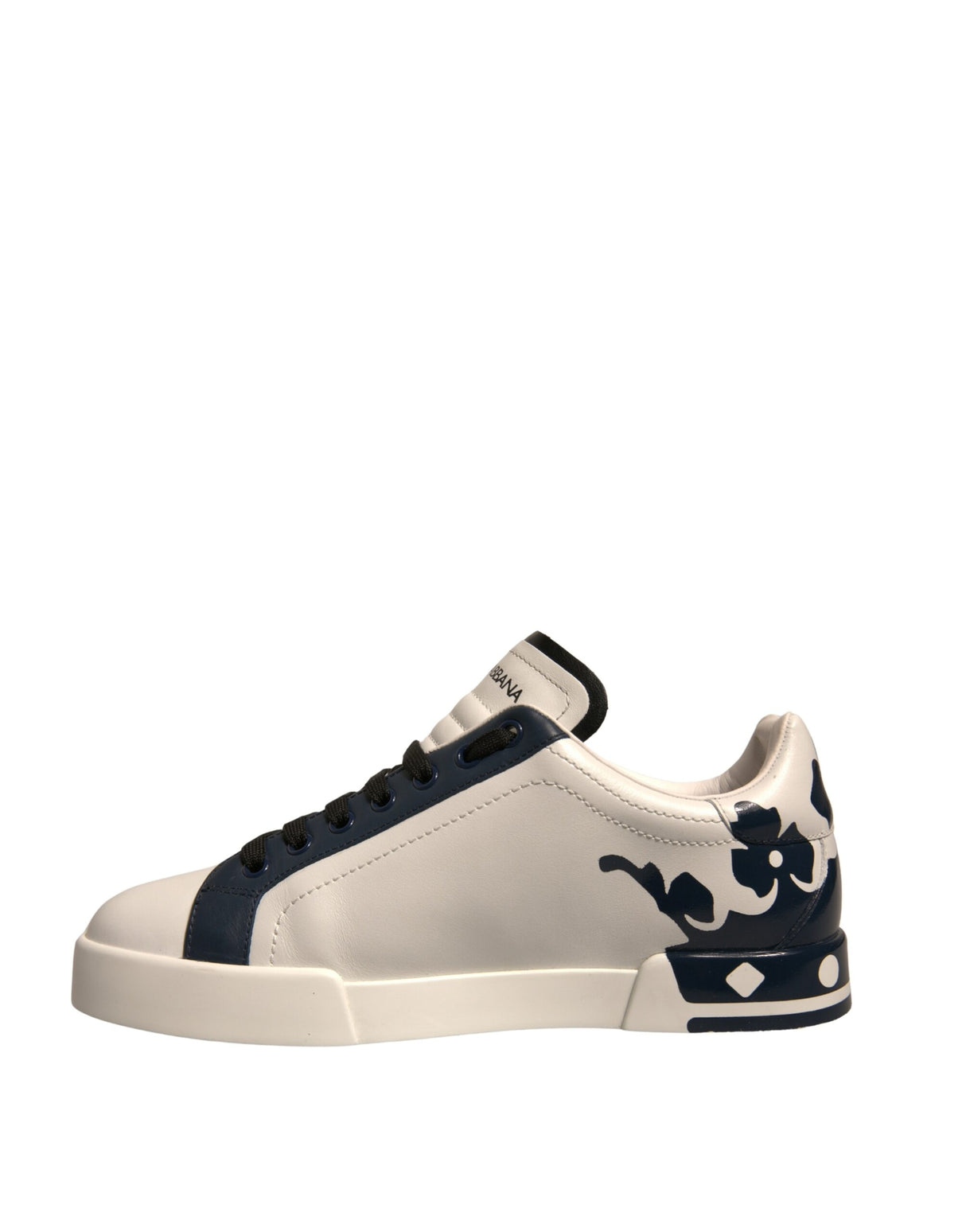 Dolce & Gabbana White Blue Leather Crown Milano Sneakers Shoes