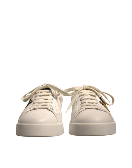 Dolce & Gabbana White Leather Royal Crown Men Sneakers Shoes