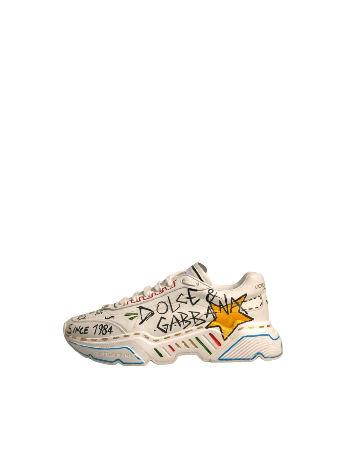 Dolce & Gabbana White Daymaster Hand Painted Sneakers Shoes