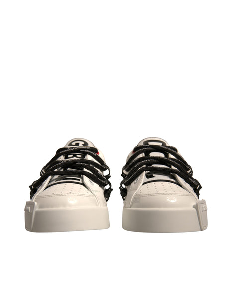 Dolce & Gabbana White Leather Portofino Low Top Sneakers Shoes