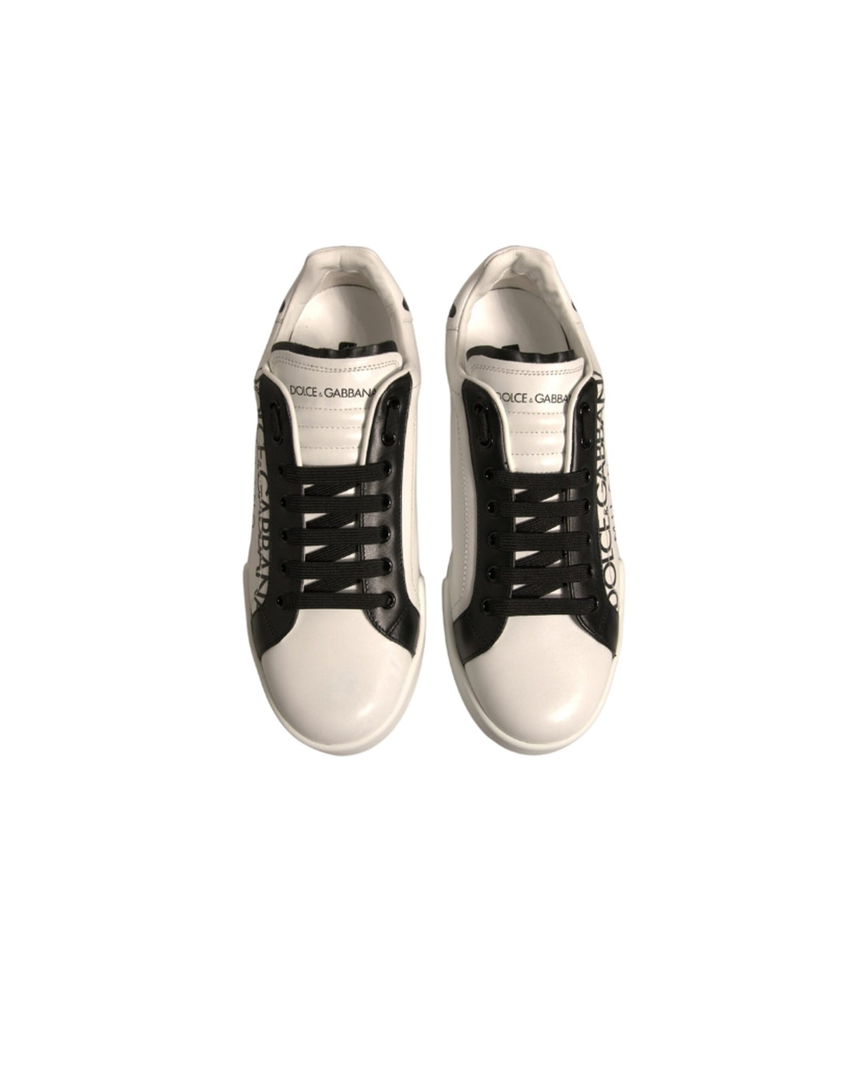 Dolce & Gabbana White Leather Portofino Low Top Sneakers Shoes