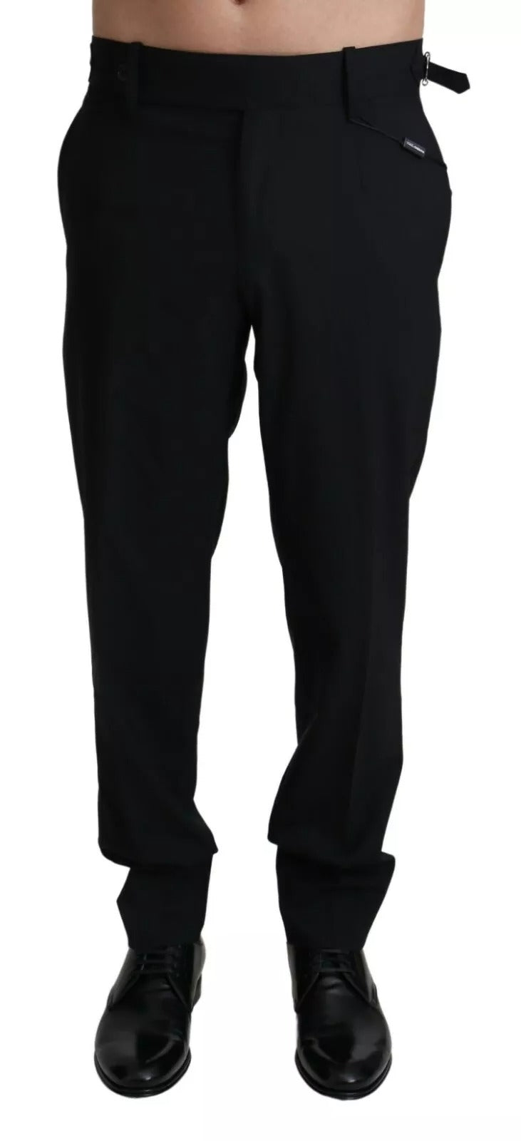 Dolce & Gabbana Black Wool Stretch Dress Trouser Pants