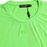 Dolce & Gabbana Green Embossed Logo Crew Neck Neon T-shirt