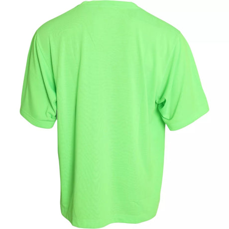 Dolce & Gabbana Green Embossed Logo Crew Neck Neon T-shirt