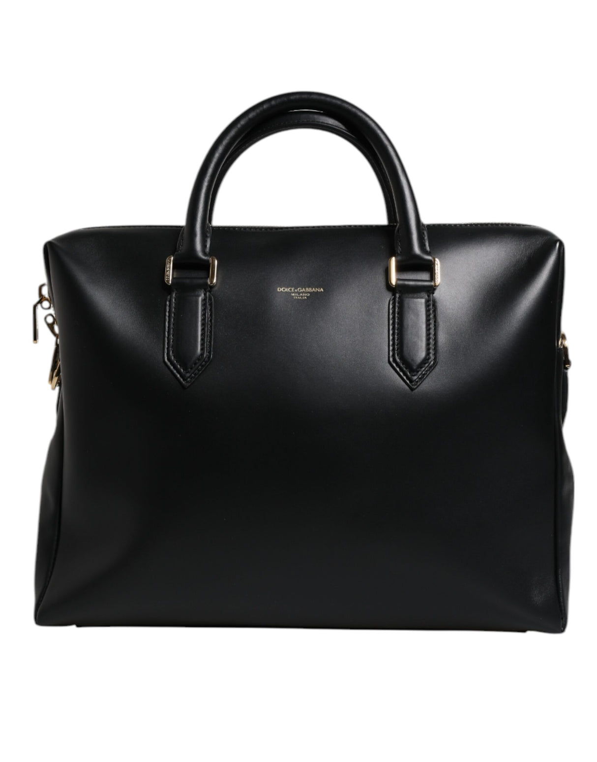 Dolce & Gabbana Black Calfskin Leather Heat Pressed Logo Briefcase Bag