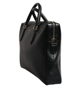 Dolce & Gabbana Black Calfskin Leather Heat Pressed Logo Briefcase Bag