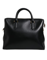 Dolce & Gabbana Black Calfskin Leather Heat Pressed Logo Briefcase Bag