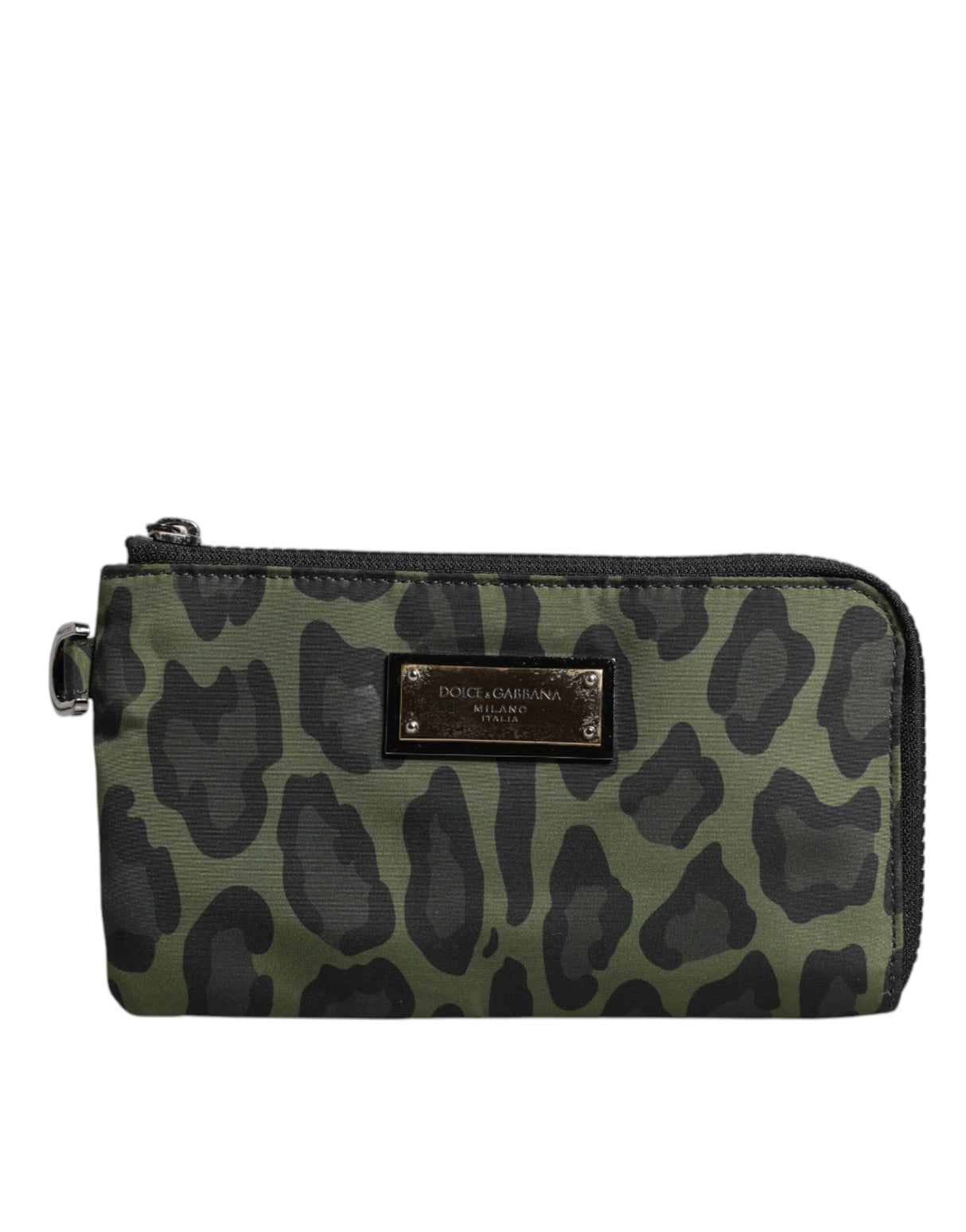 Dolce & Gabbana Green Leopard Leather Logo Plaque Multifunctional Kit Bag