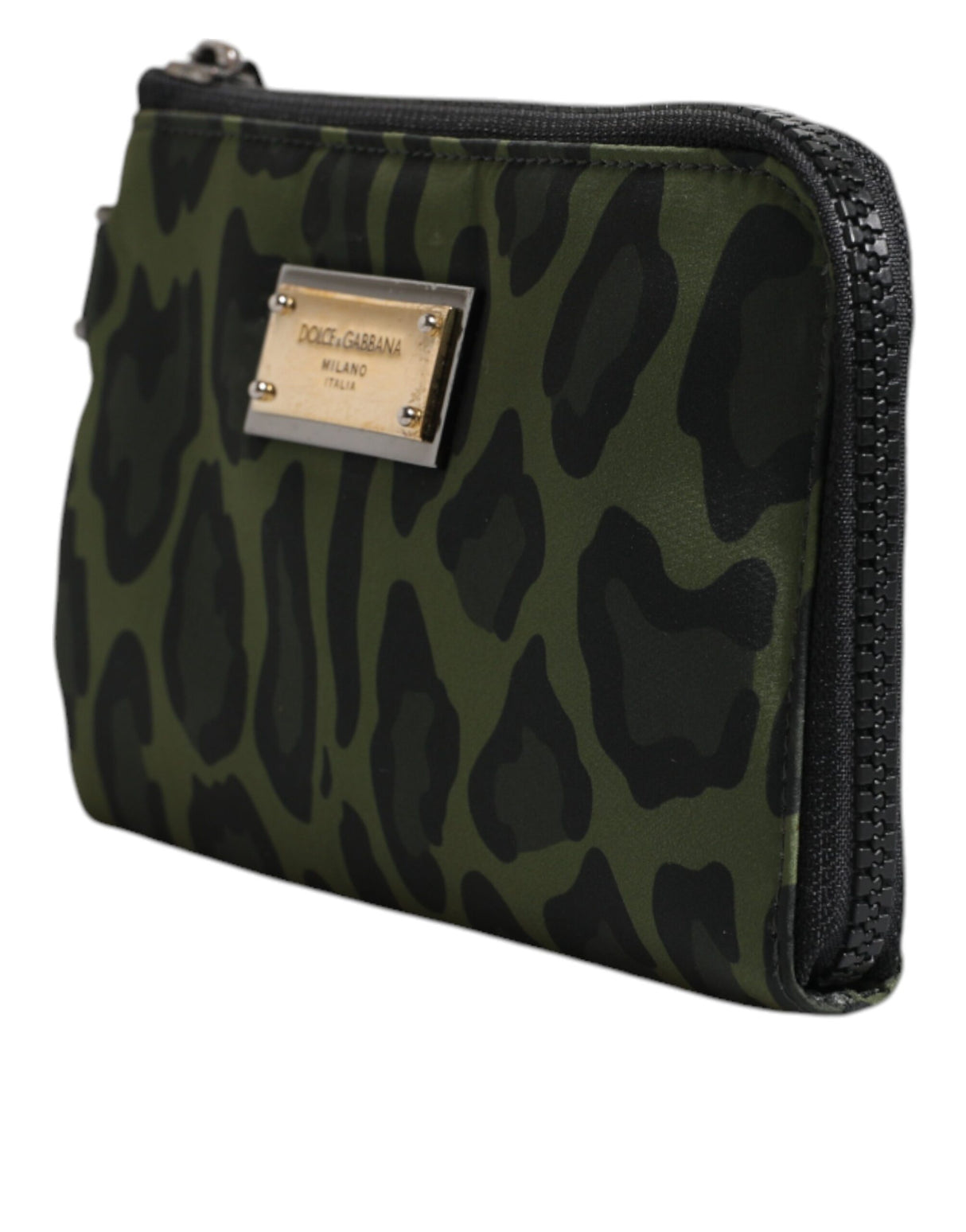 Dolce & Gabbana Green Leopard Leather Logo Plaque Multifunctional Kit Bag