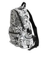 Dolce & Gabbana White Black Graffiti Travel School Men Backpack Bag