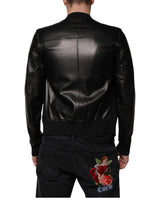 Dolce & Gabbana Black Lambskin Full Zip Biker Blouson Jacket