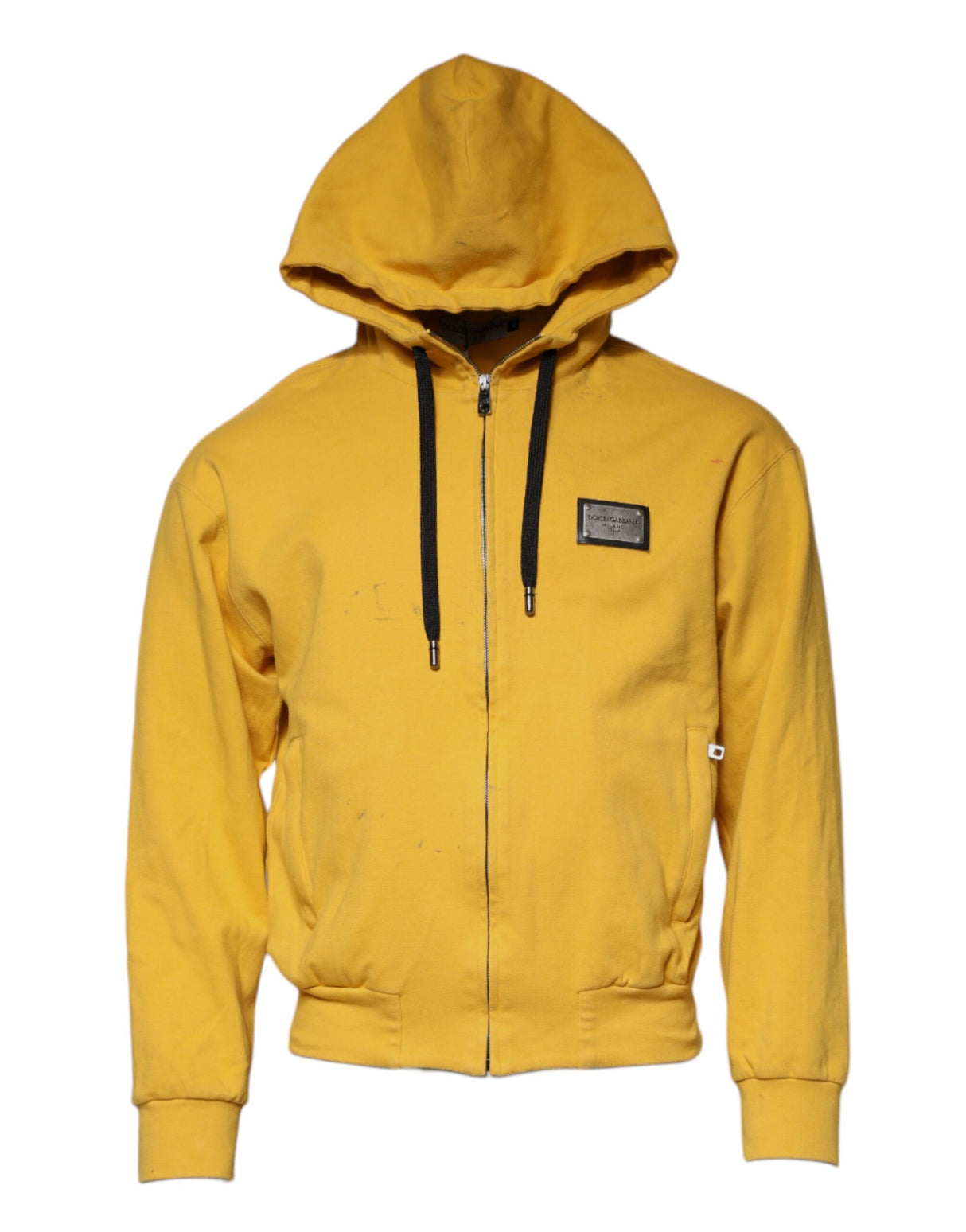 Dolce & Gabbana Yellow Logo Full Zip Hooded Sweatshirt Sweater