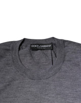 Dolce & Gabbana Gray Cashmere Crew Neck Pullover Sweater