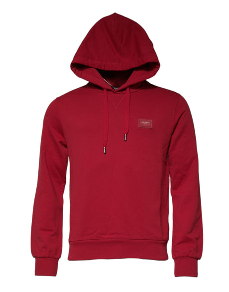 Dolce & Gabbana Red Cotton Logo Hooded Sweatshirt Sweater