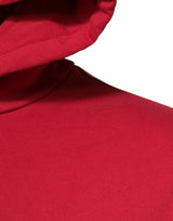 Dolce & Gabbana Red Cotton Logo Hooded Sweatshirt Sweater