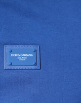 Dolce & Gabbana Blue Logo Plaque Crew Neck Pullover Sweater