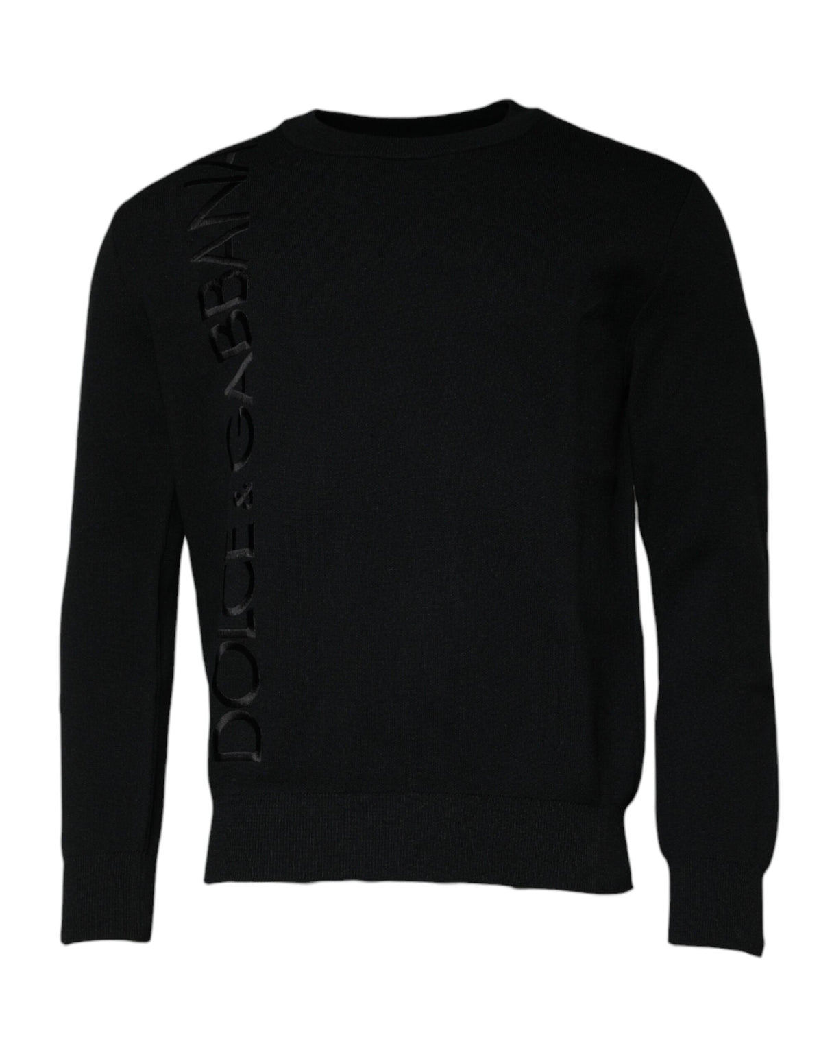 Dolce & Gabbana Black Nylon Logo Crew Neck Pullover Sweater