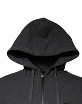 Dolce & Gabbana Gray Logo Full Zip Hooded Sweatshirt Sweater